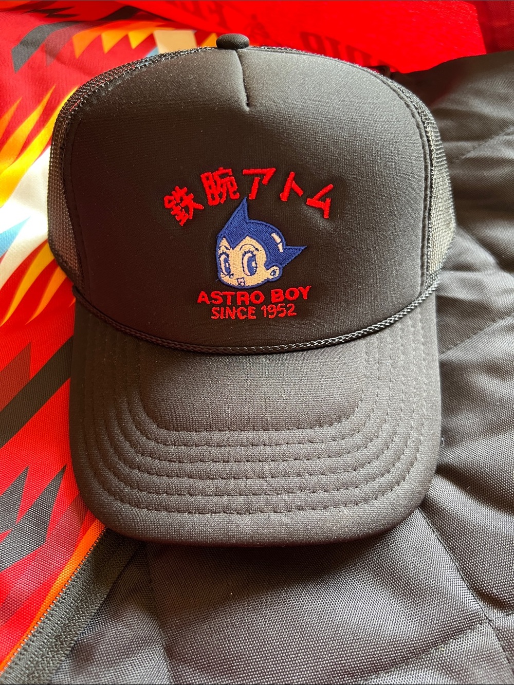 Astro Boy Embroidered Black Trucker Hat